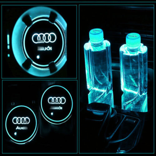 For 2pcs Audi Led Car Cup Bottle Holder Pad Mat Auto Atmosphere Interior Lights 2