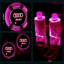 For 2pcs Audi Led Car Cup Bottle Holder Pad Mat Auto Atmosphere Interior Lights