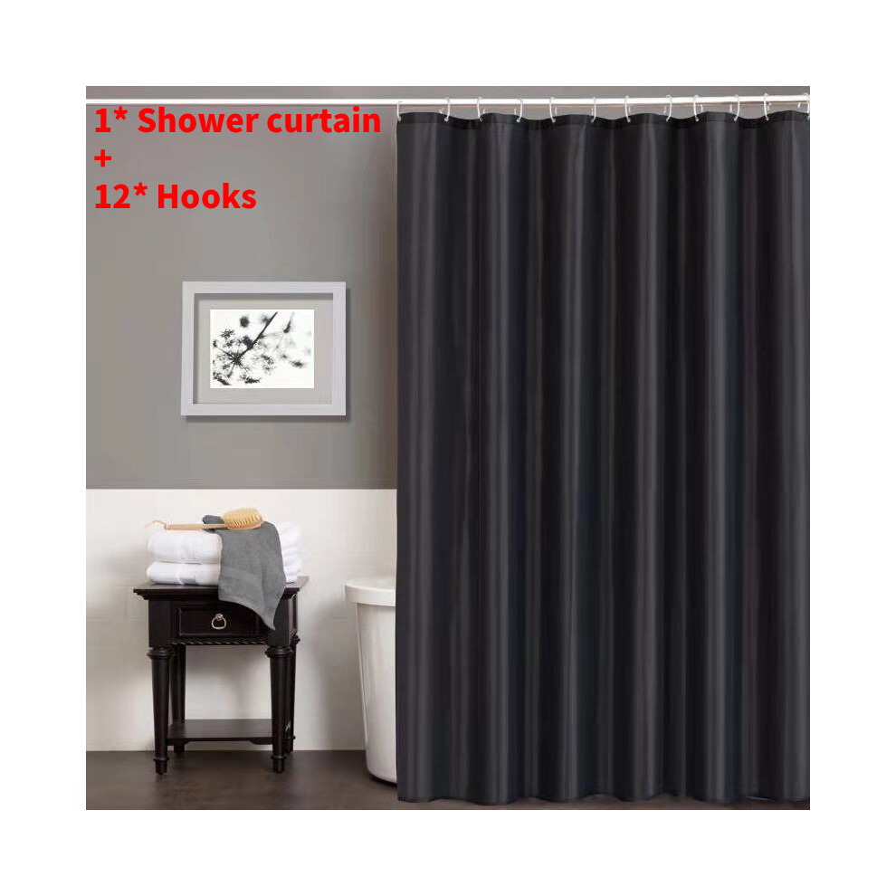 (Carbon Grey,200X180Cm)Juego De Ganchos Para Cortina De Ducha De PoliéSter Impermeables De Color Liso Para DecoracióN De BañO-image