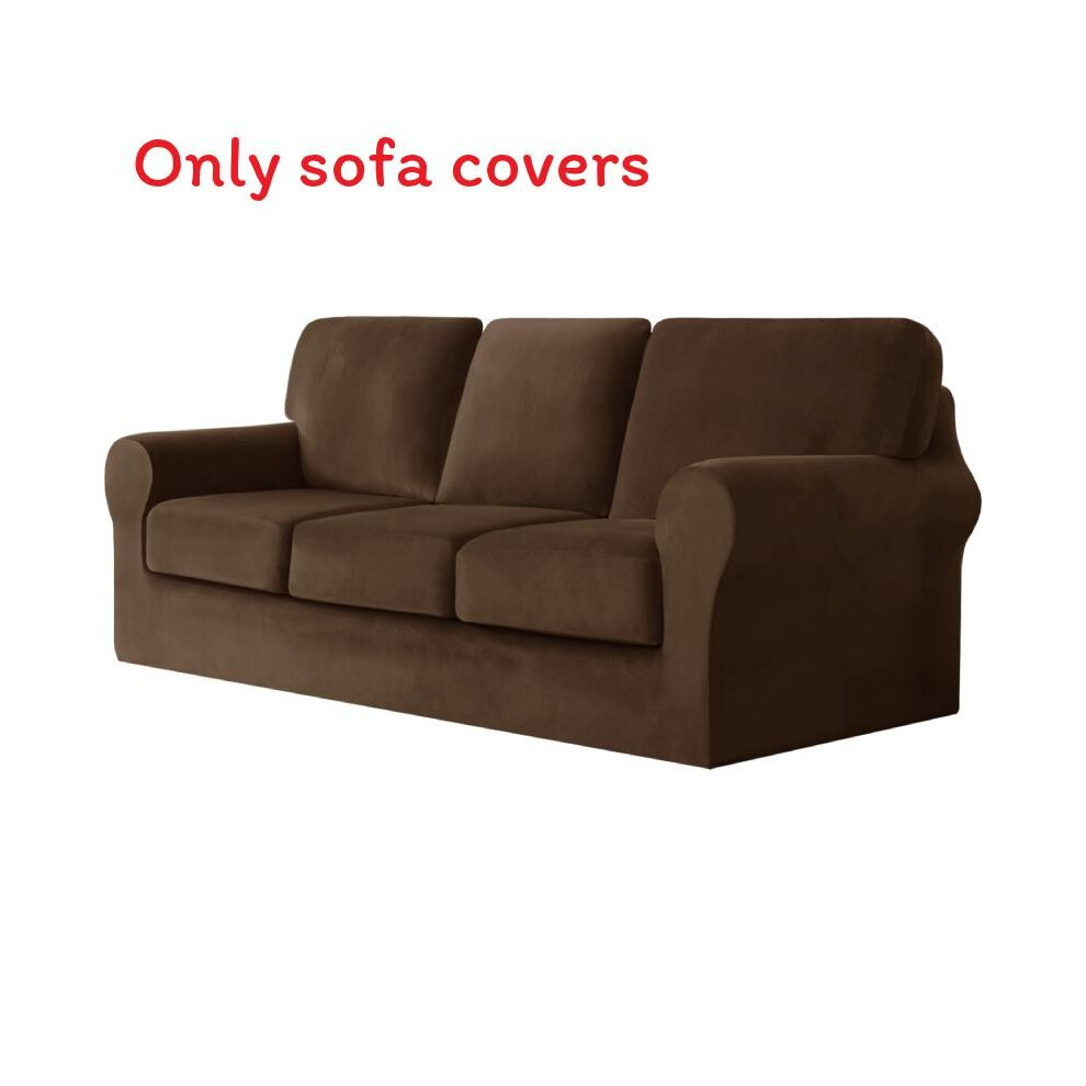 (3 Seater Deep Coffee)Housse de protection pour canapé couleur unie pour un canapés maison deux trois places