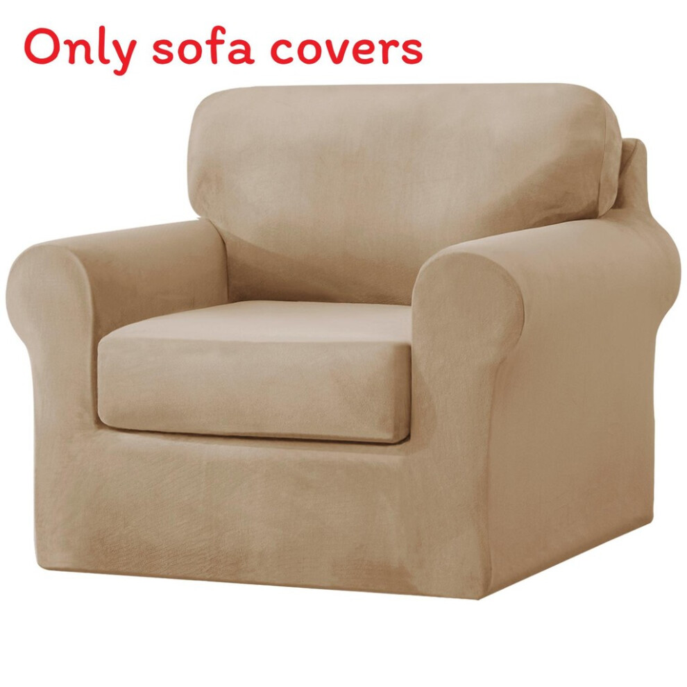 (1 Seater Khaki)Housse de protection pour canapé couleur unie pour un canapés maison deux trois places