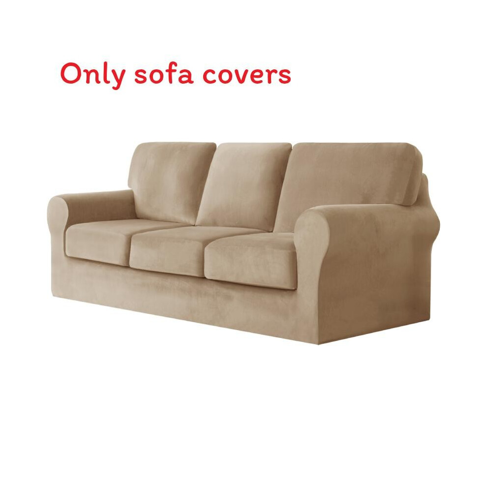 (3 Seater Khaki)Housse de protection pour canapé couleur unie pour un canapés maison deux trois places
