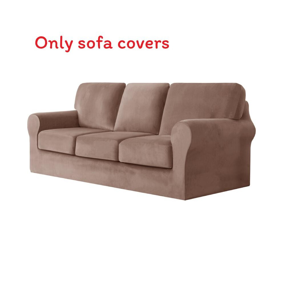 (3 Seater Taupe)Housse de protection pour canapé couleur unie pour un canapés maison deux trois places
