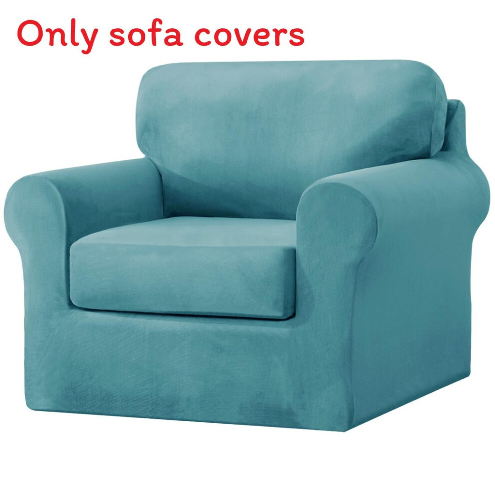 (1 Seater Blue)Housse de protection pour canapé couleur unie pour un canapés maison deux trois places