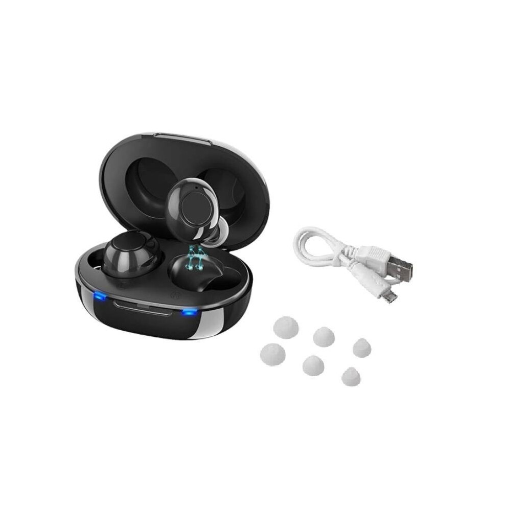 (Black)Amplificador PortáTil De Sonido De Tono Ajustable Invisible Mini AudíFono Intrauditivo Para Ancianos-image