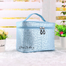 (Blue) Capacity Large Makeup Bag Stylish Womens Travel Storage Box Toiletries Portable