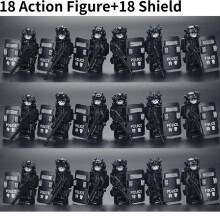 (Black Shield) 18pcs Blocks Building Military Figures Police Special Forces Toy Dolls Puzzle
