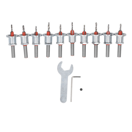 10PCS Tapered Countersink Bits for Soft Metals Wood Plastic Adjustable Stop 1