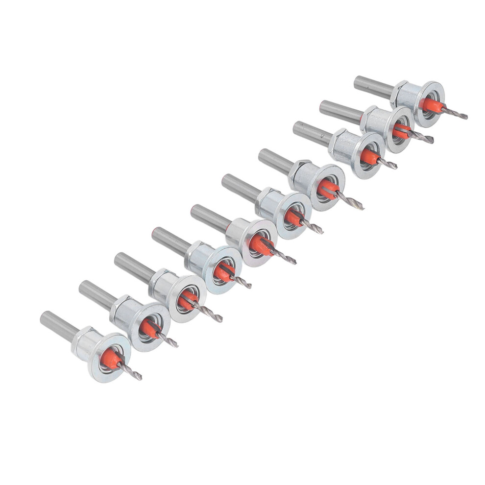 10Pcs Tapered Countersink Bits For Soft Metals Wood Plastic Adjustable Stop 3091338771547