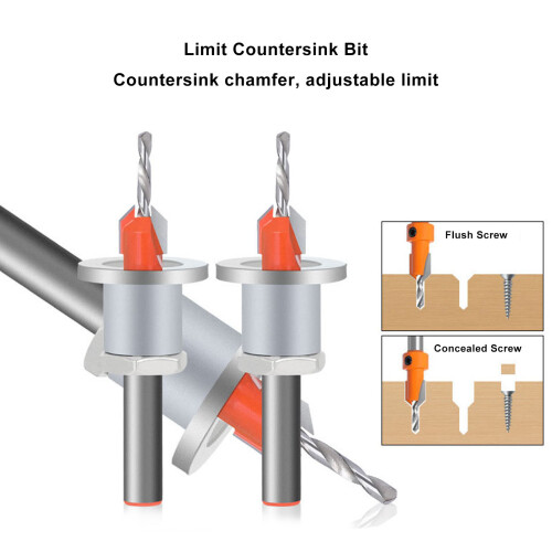 10PCS Tapered Countersink Bits for Soft Metals Wood Plastic Adjustable Stop 2