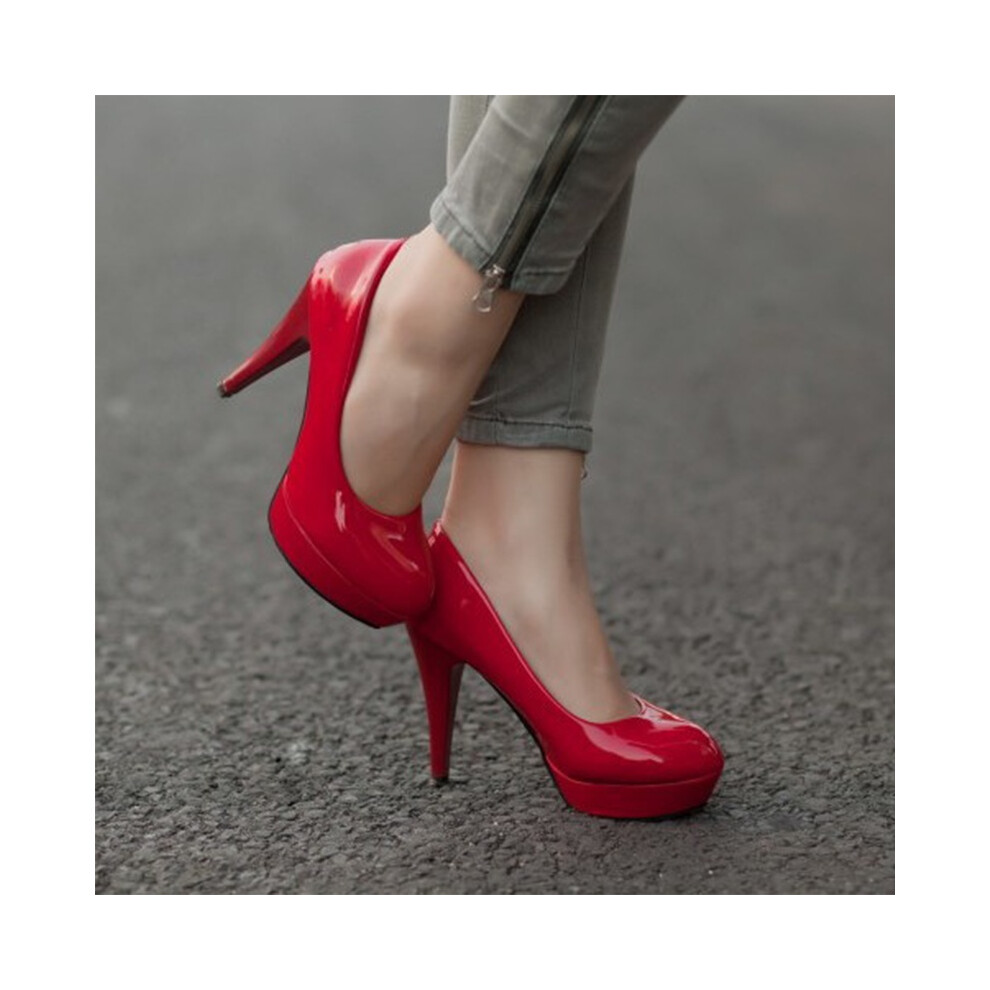 (Red, 39 Foot Length=24.1-24.5cm) Womens Stiletto Ladies High Heel Platform Plus Size Party Shoes Office Court