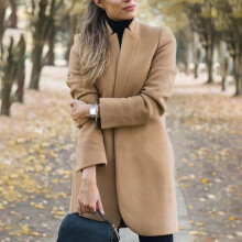 (Khaki, XL) Fashion Overcoat Womens Trench Coat Ladies Solid Color Winter Warm Long Jacket