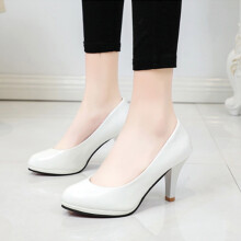 (White, 39) Court Work Shoes Dance Ladies Party Office New Mid Heel Heels Ladies Women