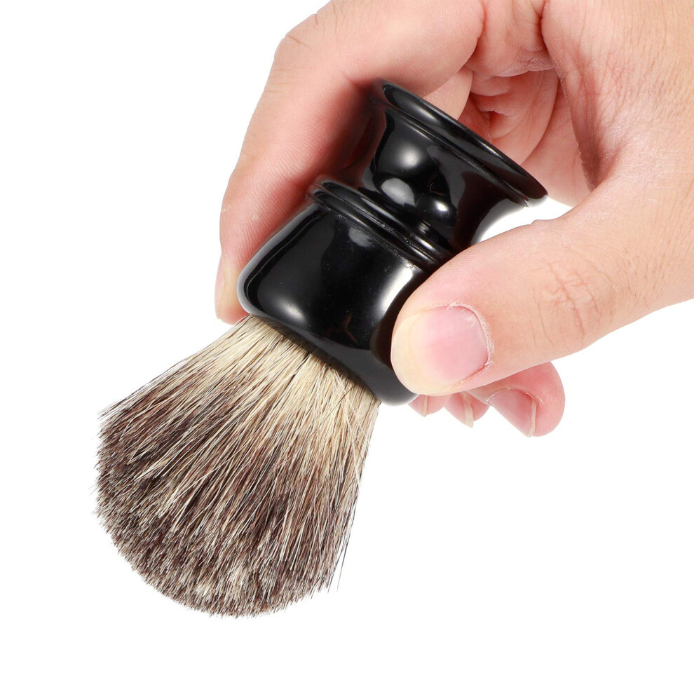Badger Hair Beard Brush for Men, Travel-Friendly Synthetic Brush with Black Handle for Gentle Close Shave
