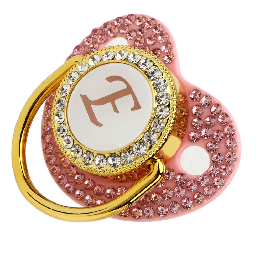 Baby Rhinestone Curved Silicone Pacifier For 6-18 Months Golden