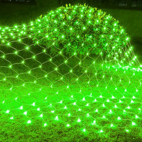(Green, 3.2x2m) Mesh Colored Light String Rain Protection Christmas Decoration Courtyards For