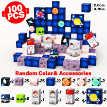 (Small Size-100pcs) Magnetic Space-Themed Building Blocks Set | Educational STEM Toy with Astronaut & Planets, Durable ABS, Ideal for Classroom Learning & Holiday Gifts,