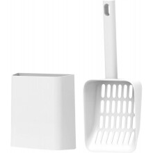 (White) Cat Pooper Scooper, 2 in 1 Cat Litter Scoop with Holder, Cat Stuff Cat Scooper for Litter Box Cat Accessories Cat Supplies Kitty Litter Scoop