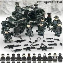 Swat Auto und 12 Teile Polizei Militär Mini Figuren Set Armee Soldat Bausteine