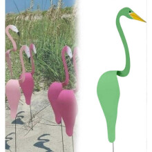 (Green) Florida Dancing Birds Garden Metal Art, Colorful Whirling Bird, Dynamic and Whimsical Flamingo Wind Spinner Garden Sculpture