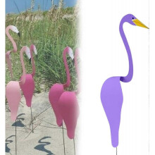 (Purple) Florida Dancing Birds Garden Metal Art, Colorful Whirling Bird, Dynamic and Whimsical Flamingo Wind Spinner Garden Sculpture