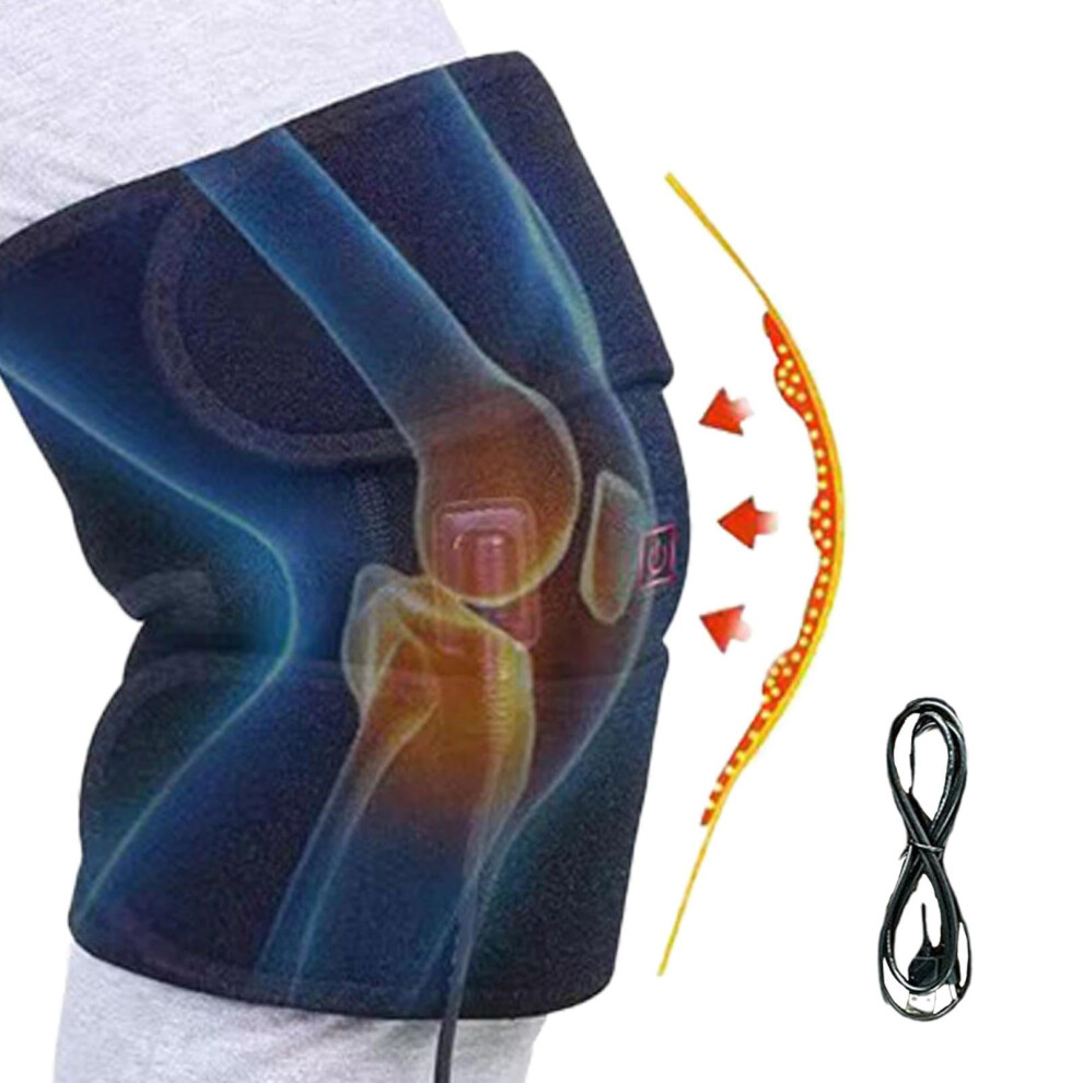 Knee Heating Pad for Knee - Adjustable USB Heated Knee Warmer with 3 Temperature Levels, Warm Electric Knee Bandage