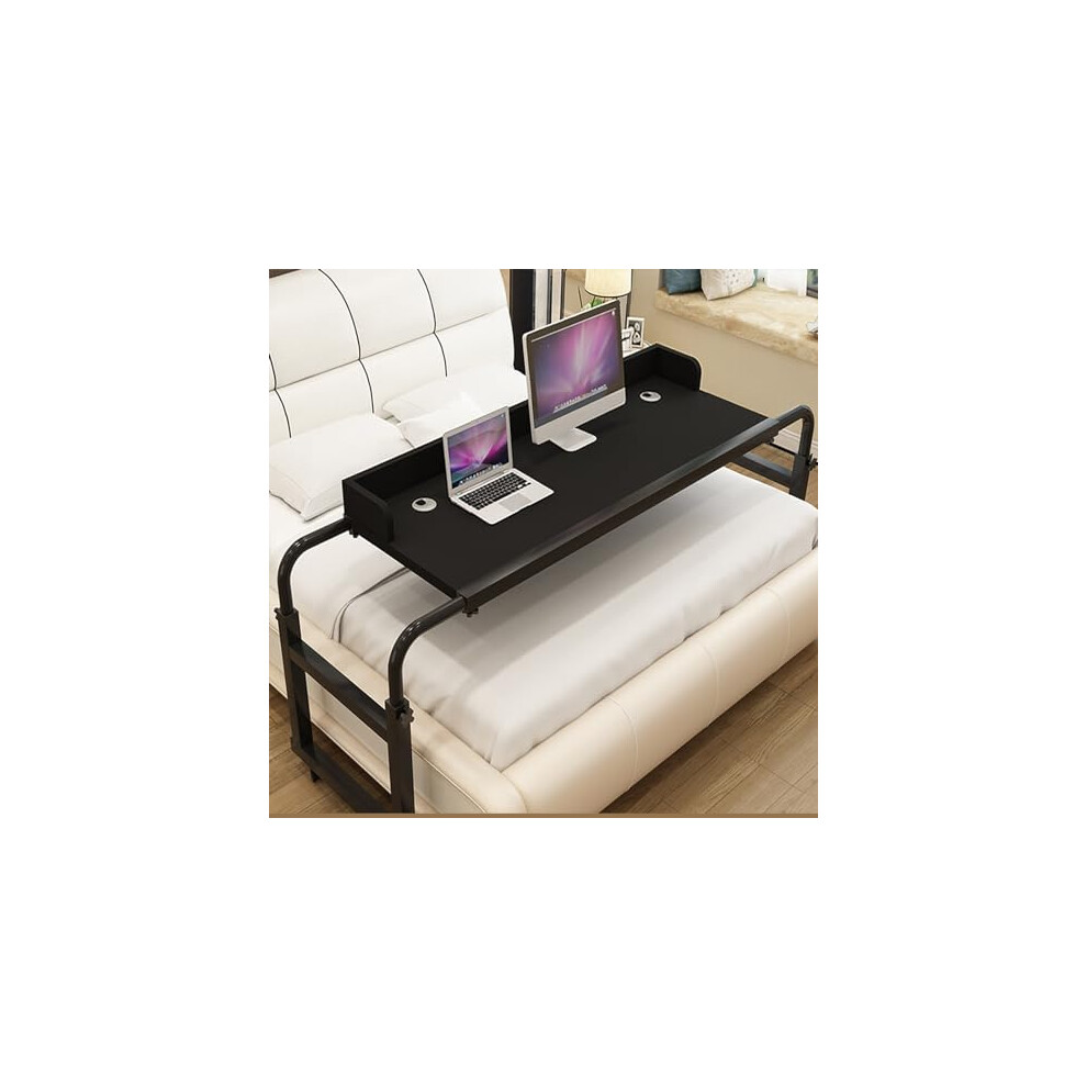 Overbed Table with Lockable Wheels, Adjustable Rolling Laptop Desk, Multifunctional 140x45CM Black Design-image-OPC-PJHJRF2-NEW
