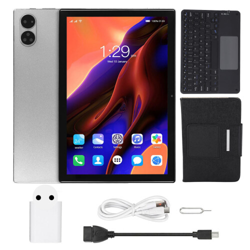 10.1 Inch 8GB 256GB Android 12 Tablet with Keyboard Gray 1
