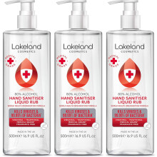80% Alcohol Hand Sanitiser Rub - 3x 500ml - Kills 99% Bacteria, Germs - Sanitizer