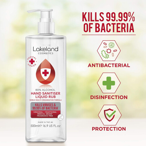 80% Alcohol Hand Sanitiser Rub - 3x 500ml - Kills 99% Bacteria, Germs - Sanitizer 1