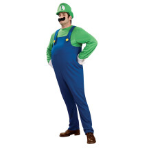 (Adult Green,L)Super Mario Bros Luigi Klempner Arbeiter Halloween Cartoon Kostüm Cosplay Kleid