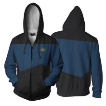 (Blue,XL)Star Trek Voyager Commander Captain Zipper Sweatshirt Kostüm Herren Hoodie Jacke