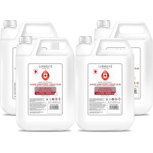 80% Alcohol Hand Sanitiser Liquid Rub - 4x 5L Litre - Kills 99% Bacteria, Germs - Sanitizer Lakeland CosmeticsPack of 4)