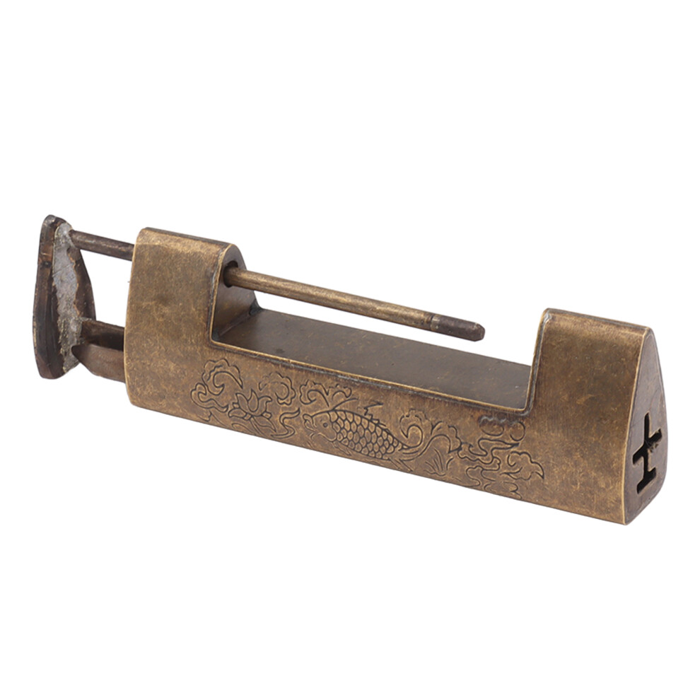 Vintage Style Brass Lock 5.9Cm Fish Design Bronze Color Small Chinese Padlock 6931338798236