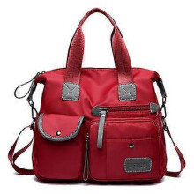(Red) Ladies Handbag Wallet Nylon Large Capacity One Shoulder Crossbody Travel Gift
