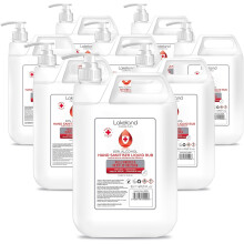 Hand Sanitiser with Pump Dispenser 8X 5 Litres 80% Alcohol Surgical/Medical Grade Anti-Bacterial Hand Rub sanitizer (Pack of 8) Lakeland Cosmetics