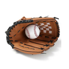 (L, BROWN) 1 pc Pu Leather baseball glove, Pu Leather Catcher, Baseball Glove for both adult and children