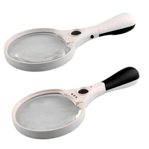 (A) Extra Large Strong Magnifying Glass 3 Bright Led Zoom Lightweight Hand Held 25x