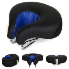 (Blue) Bicycle Saddle No Nose Bicycle Saddle Mountain Bike Thickened Super Soft Cushio-12 -gls