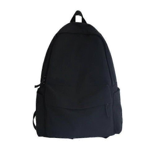 (Black) Backpack High School Students Backpack Large Capacity Travel Backpack Solid Color Schoolbag For Girls 1
