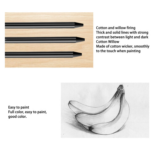 Charcoal Pencils Set 6pcs - Prevent Breakage Easy to Use for Drawing & Shading 2