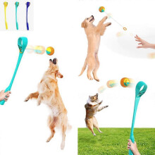 (Lake blue) Pet dog throwing stick with ballDog throwing ball toyPet toss stick training toy tossing ball