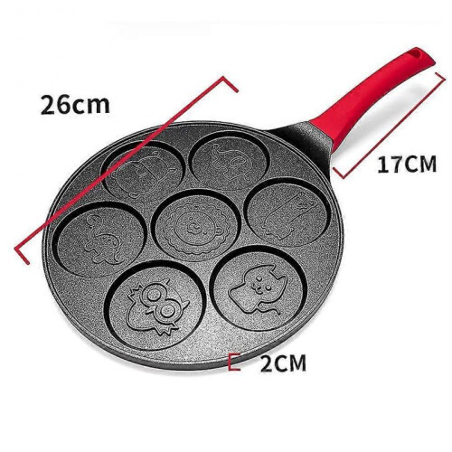 (Green) Seven-hole Breakfast Pan Multi-function Pancake Pan Animal Face Mold Small Frying Pan Egg Non-stick Kitchen Tool 2
