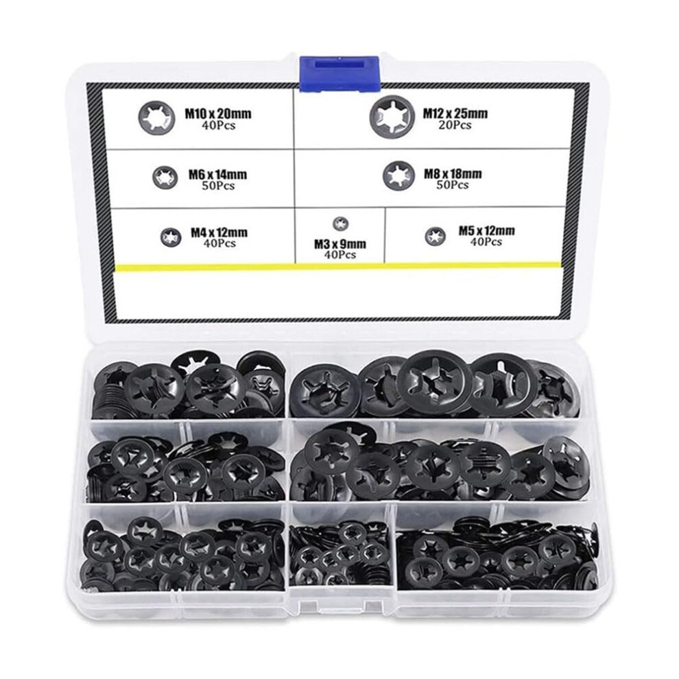 280Pcs Fastener Washer Clip Ring Flower Stake Quick Release Combination Set M3-M12 Steel Washers And Retaining Rings 6947110974217