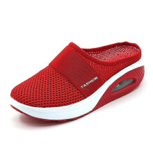 (42, red) New Air Cushion Walking Shoes Breathable Casual Mesh Slip On Walking Shoes For Outdoor Indoor