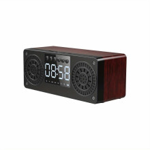 (mahogany grain) Wooden Bluetooth speaker clock alarm clock U disk insert TF card radio multimedia small audio gift