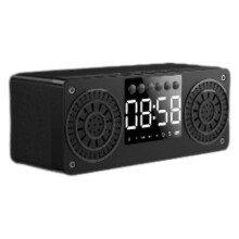 (black) Wooden Bluetooth speaker clock alarm clock U disk insert TF card radio multimedia small audio gift
