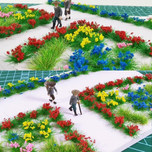 Irregular Flower Clusters in Static Grass Form for Architectural Sand Tables and Urban Beautification Projects, Deep Grass Shrub 2