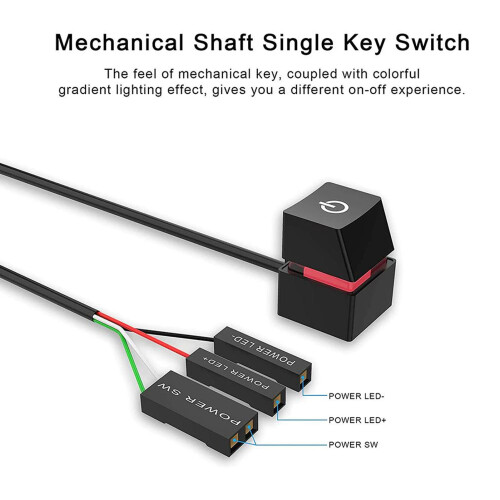 6.6ft Mechanical PC Power Button with 7 Color Light for Desktop Control 2