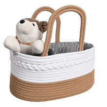 (brown) Basket Cotton Rope Storage Basket Desktop Woven Storage Box Creative Style Portable Cotton Rope Storage Basket